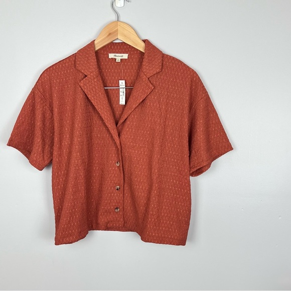 NWT Madewell Crinkle-Knit Button-Front Top - Picture 3 of 10